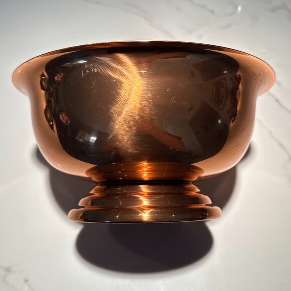 Vintage MCM Large Copper Bowl with Foot by Coppercraft Guild, Taunton Mass - Picture 3 of 10